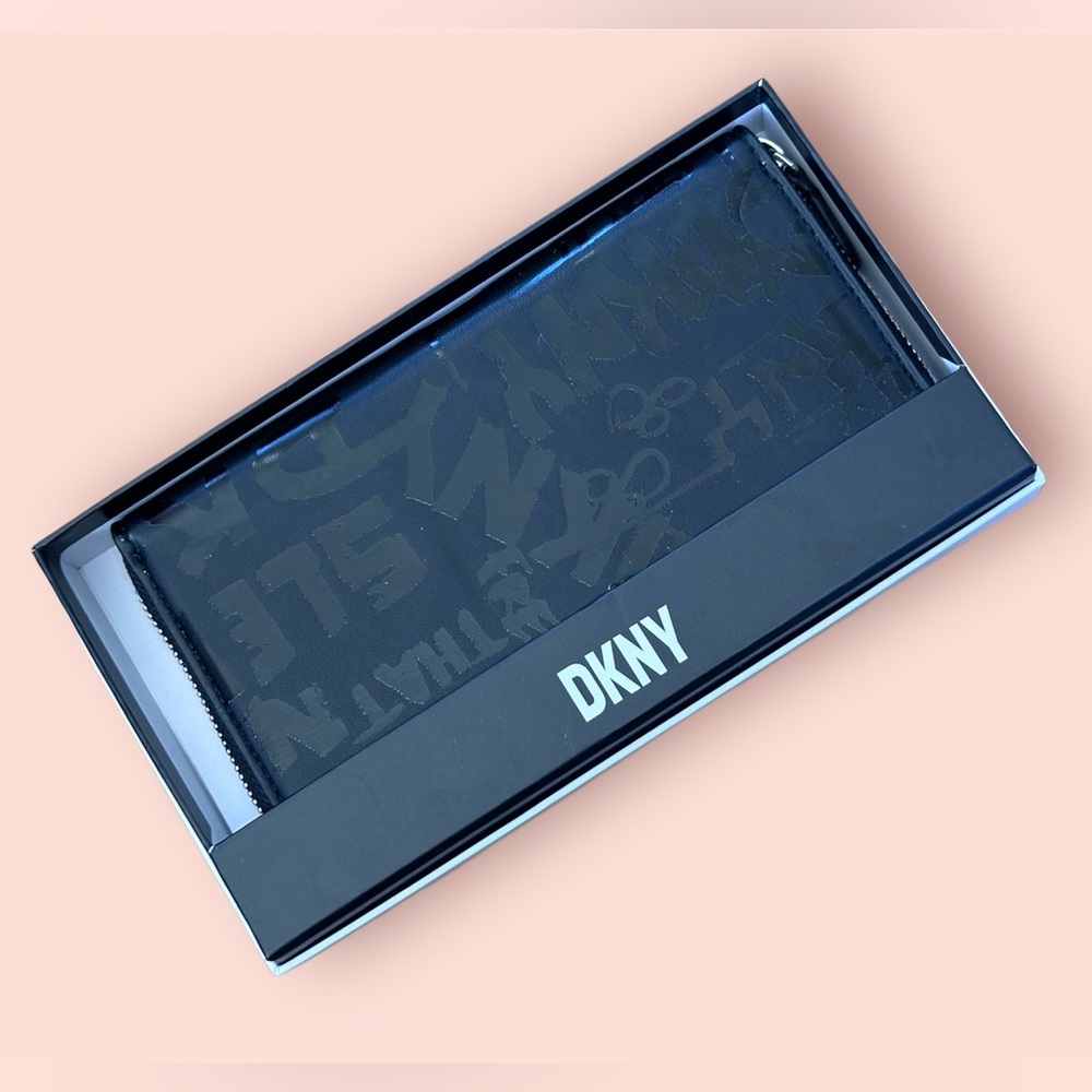 DKNY Vela Graffiti limited edition Zip Around Wallet- Black
